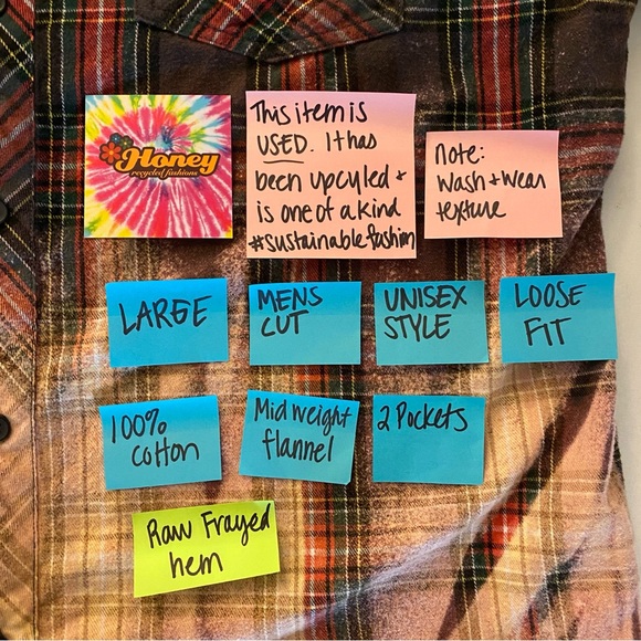 Johnny Cash Flannel Shirt Bleached Plaid Mens Unisex Size Large Handmade EUC - Picture 8 of 14